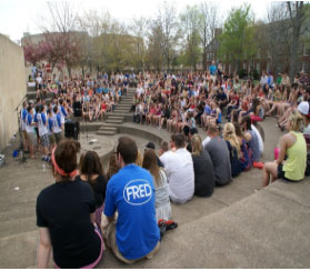 Students Gathered Around the Amphitheatre