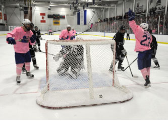 Fredonia Blue Devils at the Annual Pink the Rink Hockey Game